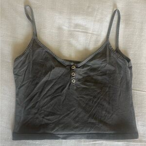 Brandy Melville Gray Buttoned Tank Top